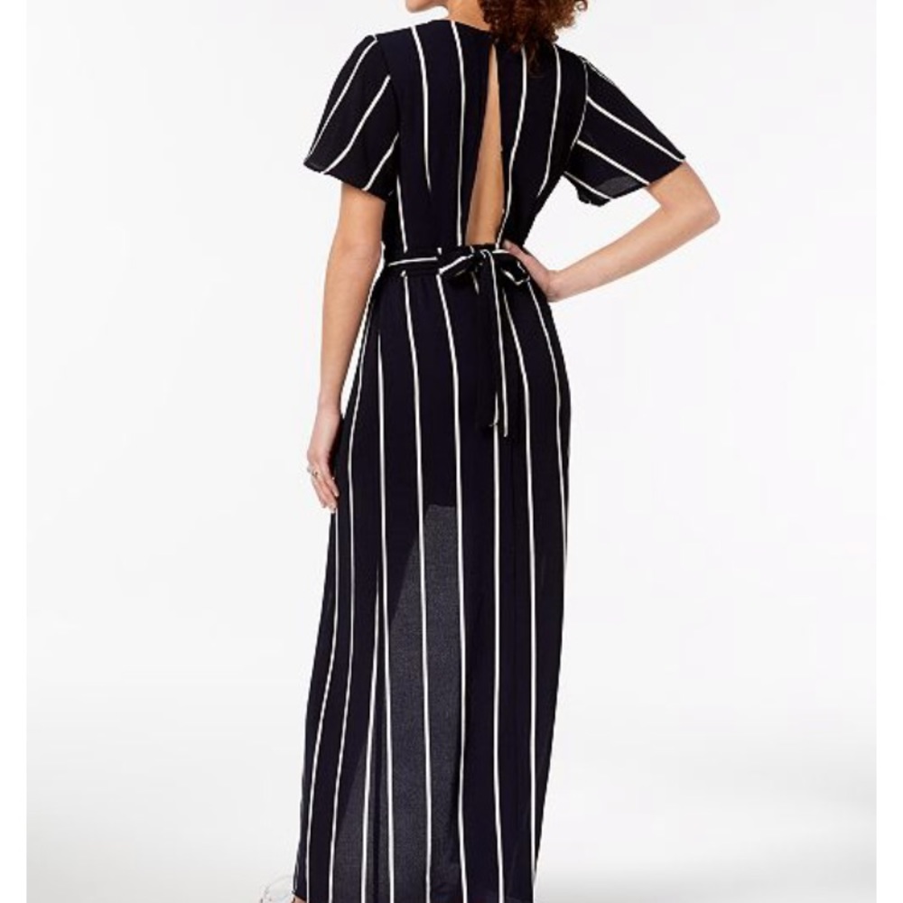 Crystal doll/ Juniors’ striped overlay romper